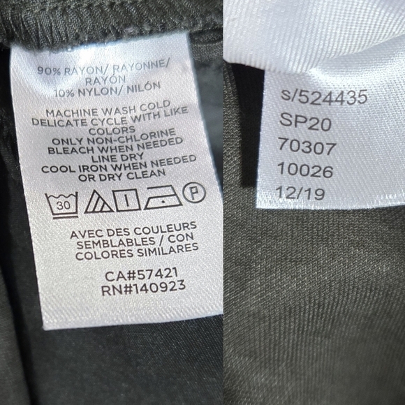 LOFT Olive Green High Rise Wide Leg Cropped Button Front Lightweight Fluid Pants - Picture 9 of 10